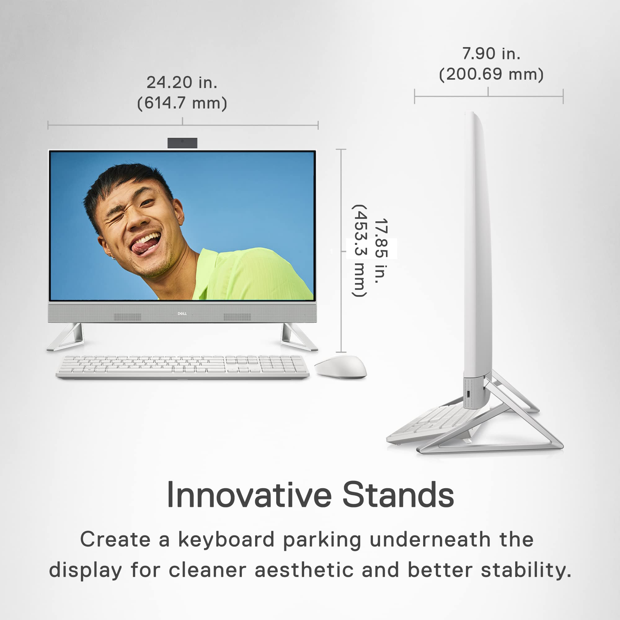 Dell Inspiron 7710 All in One   27 inch FHD (1920 x 1080) Touchscreen Display, Intel Core i7 1255U, 32GB DDR4, 1TB SSD, NVIDIA GeForce MX550, Intel Wi Fi 6E, Services, Windows 11 Pro   White